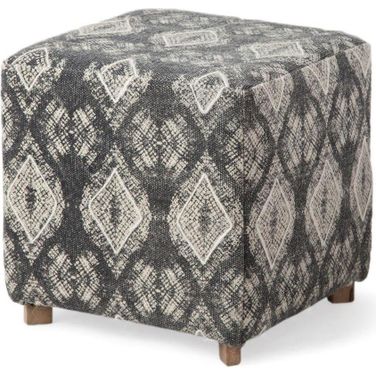 Pallu 18.75 Inch Dhurrie Cotton Cover With Four Wooden Legs Ottoman
