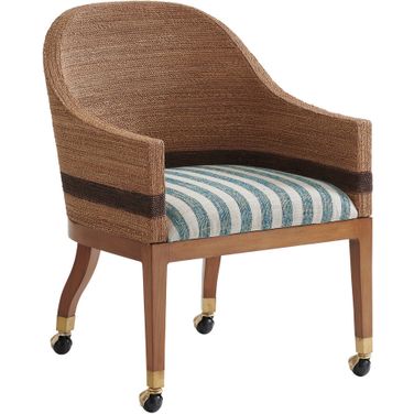 Palm Desert Dorian Woven Arm Chair In White And Green