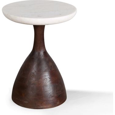 Palm Desert Modern Marble Side Table In Walnut