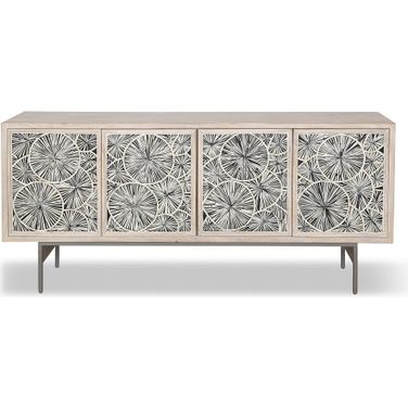 Palm Desert Modern Sideboard with Bone Inlay In Vintage White