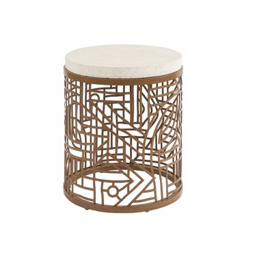 Palm Desert Poolside Round End Table In Dark Brown
