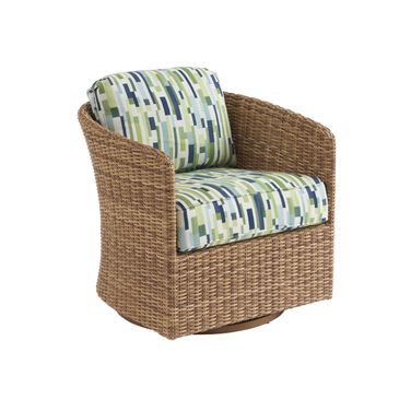 Palm Desert Poolside Swivel Occassional Chair In Dark Brown