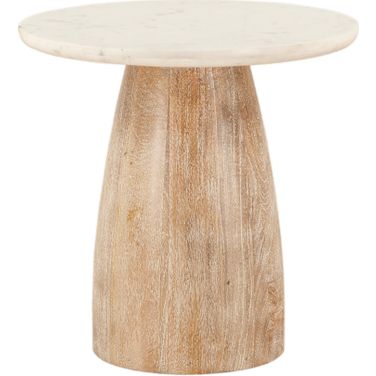 Palm Desert Round Side Table 22 Inch In White Marble with Mod Base