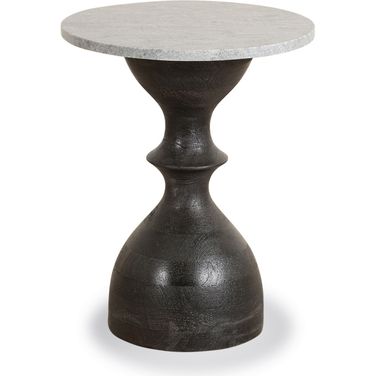 Palm Desert Rustic Marble Side Table In Walnut