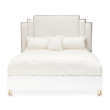 Palm Gate Eastern King Upholstered Bed In Cloud White
