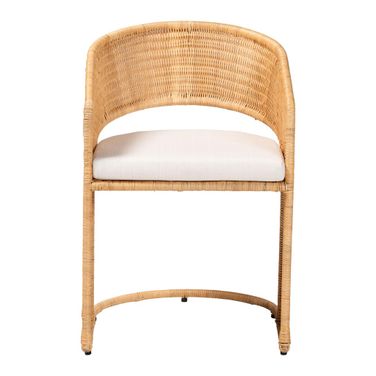 Palm Rattan Dining Chair In Light Honey