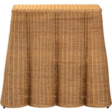 Palm Scallop Natural Rattan 36 Inch Rectangle Console Table In Light Honey