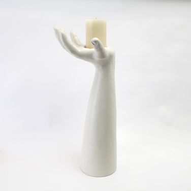 Palma Left Candle Holder In Matte White