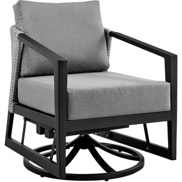 Palma Outdoor Patio Swivel Lounge Chair In Dark Gray