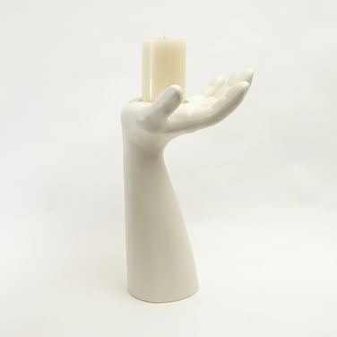 Palma Right Candlel Holder In Matte White