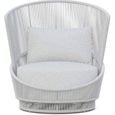 Palma Swivel Club Chair with Cushion In Polar and Matte White
