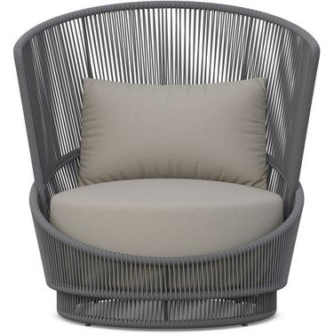 Palma Swivel Club Chair with Cushion In Truffle and Matte Chacoal