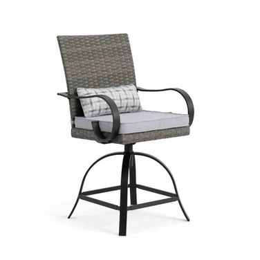 Palma Swivel Counter Height Arm Chair Set of 2 In Black and Gray