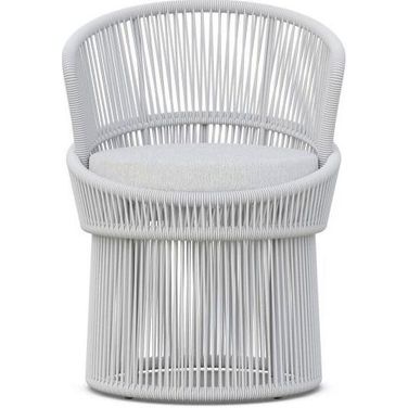 Palma Swivel Dining Chair with Cushion In Polar and Matte White