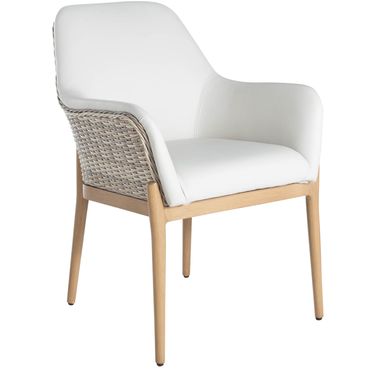 Palma Vinyl Arm Chair In Natural and Linen Wicker