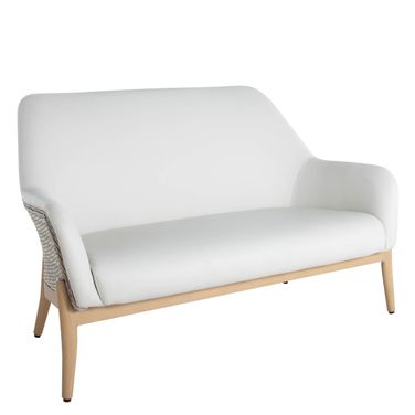 Palma Vinyl Loveseat In Natural and Linen Wicker