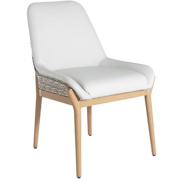 Palma Vinyl Side Chair In Natural and Linen Wicker
