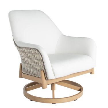 Palma Vinyl Swivel Lounge In Natural and Linen Wicker