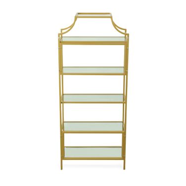 Palmer 5-Tier Glass Shelf Bookcase In Clear and Gold