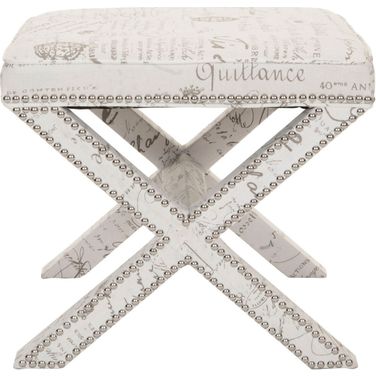 Palmer Eggshell Ottoman with Silver Nailhead Detail