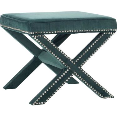 Palmer Marine Ottoman with Silver Nailhead Detail