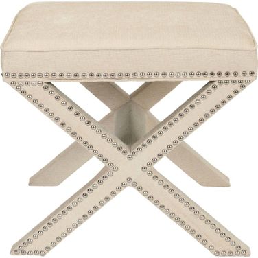 Palmer Taupe Ottoman with Silver Nailhead Detail