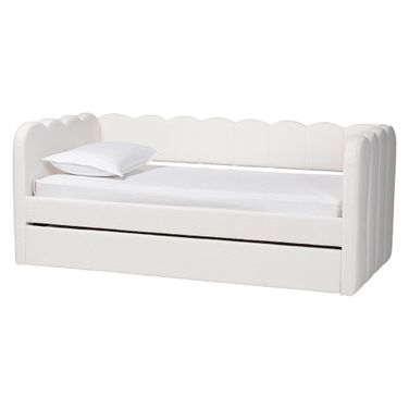 Palmer Twin Upholstered Daybed with Rolling Trundle In Cream