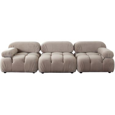 Paloma 3Pc Modular 111 Inch Sofa In Mink Tan Velvet