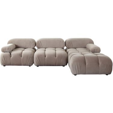 Paloma 4Pc Modular 111 Inch Reversible Chaise Sectional In Mink Tan Velvet