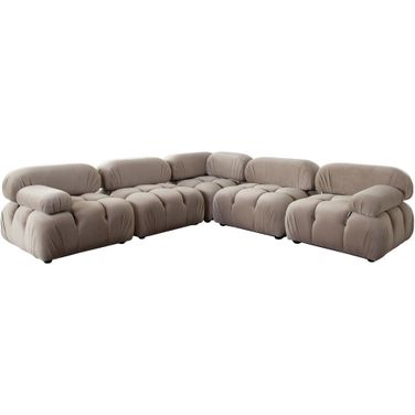 Paloma 5Pc Modular 111 Inch Corner Sectional In Mink Tan Velvet