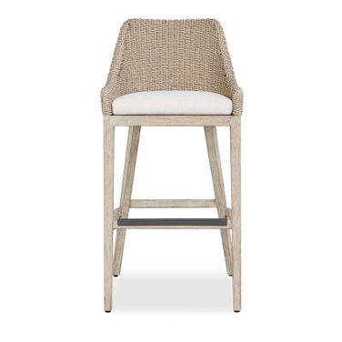 Paloma Outdoor Wicker Bar Stool In Gray and White