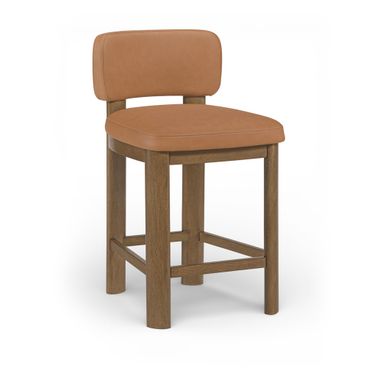 Paloma Vegan Leather Upholstered Counter Stool Set of 2 In Cognac