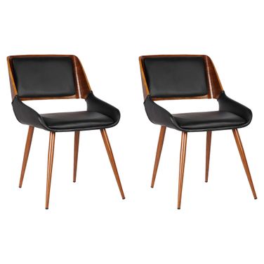 Panda Dining Chair Set of 2 In Walnut and Black
