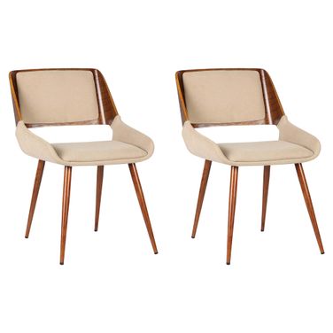 Panda Dining Chair Set of 2 In Walnut and Brown