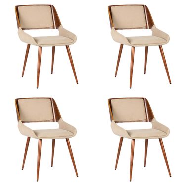 Panda Dining Chair Set of 4 In Walnut and Brown
