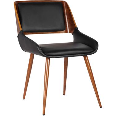 Panda Mid-Century Dining Chair In Walnut Finish and Black Faux Leather