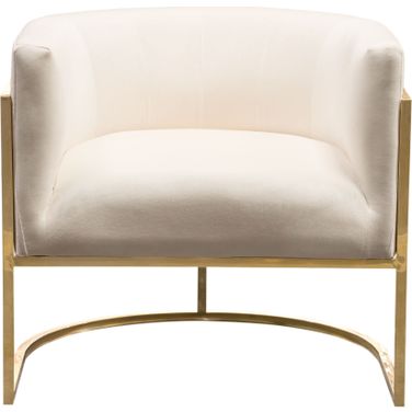 Pandora Accent Chair in Cream Velvet with Polished Gold Stainless Steel Frame