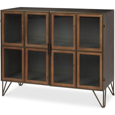 Pandora Dark Brass Metal With Red Wood 2 Door Accent Cabinet