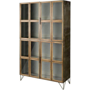 Pandora I Brown Wood And Metal Glass Door Display Cabinet