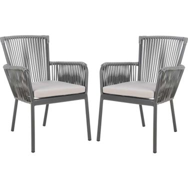 Paolo Gray With Gray Cushion Stackable Rope Chair Set of 2