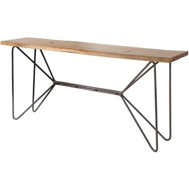 Papillion I Natural Solid Wood And Iron Console Table