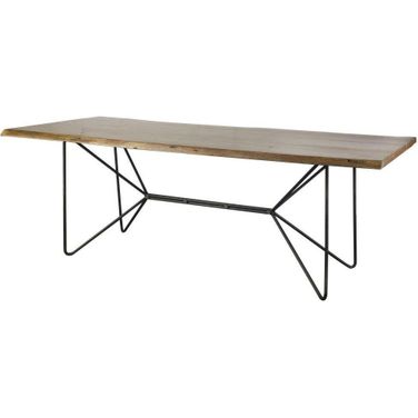 Papillion Ii Rectangular Natural Wood Top With Black Iron Base Dining Table