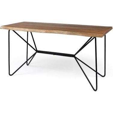 Papillion Iv Natural Solid Wood And Live Edge Iron Office Desk