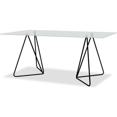 Papillon Clear Temp Glass And Black Frame Dining Table