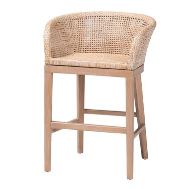Papua Wood Counter Stool In White and Brown