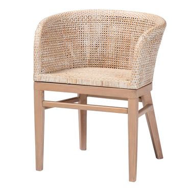 Papua Wood Dining Chair In White and Brown