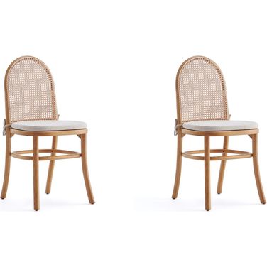 Paragon Dining Chair 1.0 With Cream Cushions In Nature And Cane Set of 2