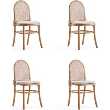 Paragon Dining Chair 1.0 With Cream Cushions In Nature And Cane Set of 4