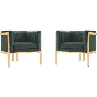 Paramount Accent Armchair in Forest Green and Polished Brass (Set of 2)