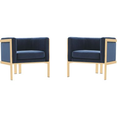 Paramount Accent Armchair in Royal Blue and Polished Brass (Set of 2)